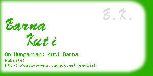 barna kuti business card